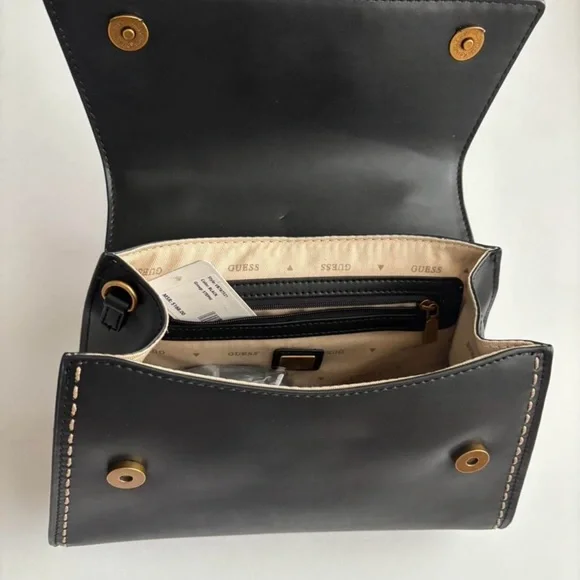 Guess Black and Gold Satchel with Structured Design - Picture 3 of 5